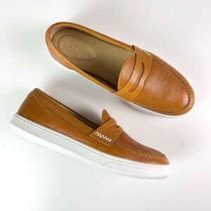 Patina Portland Leather Boardwalk Penny Loafers Tan White Size 9